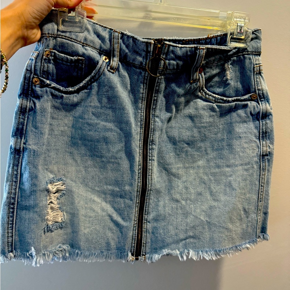 Distressed Jean skirt